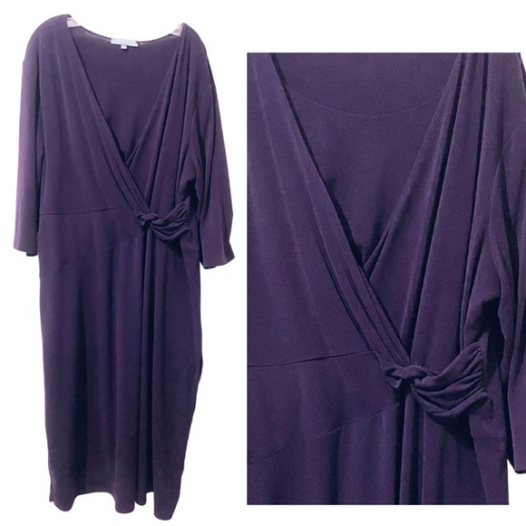 Sharagano wrap knit purple dress sz 14 - Picture 1 of 6